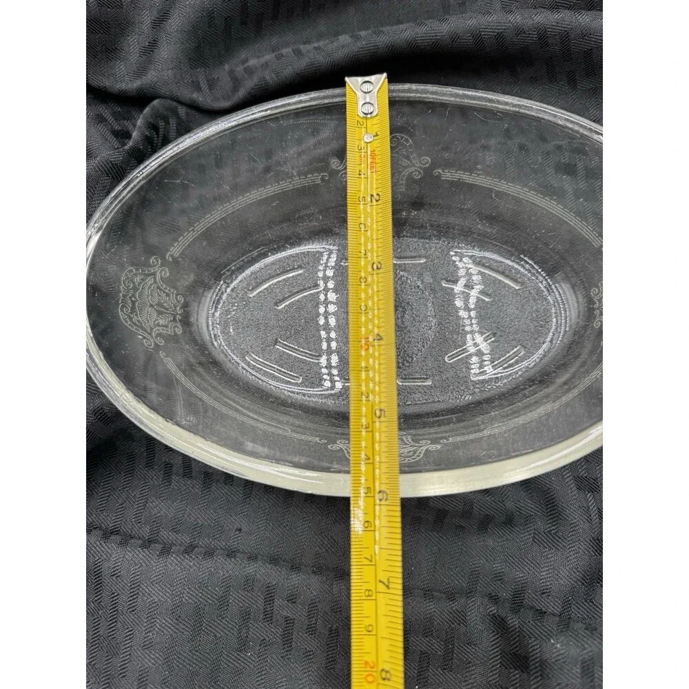 Vintage Etched Clear USA Glasbake  235 Bowl Tab Handles